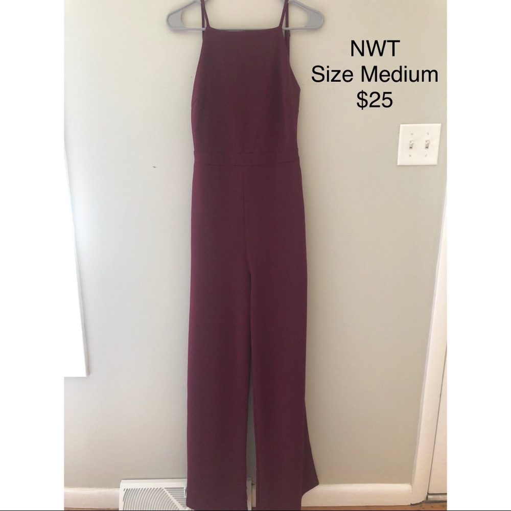 Lulu’s Backless Burgundy Jumpsuit